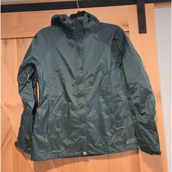 EMS EASTERN MOUNTAIN SPORTS Packable Rain Jacket Women's M Green EUC Hooded - Picture 1 of 15